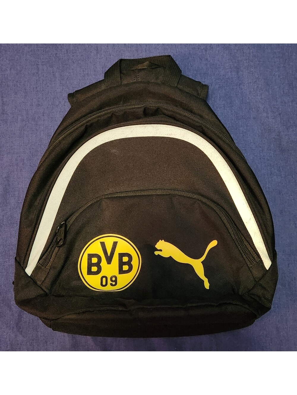PUMA Small Black Mini Backpack Dortmund BVB Soccer Two Zipper Adjustable Daypack